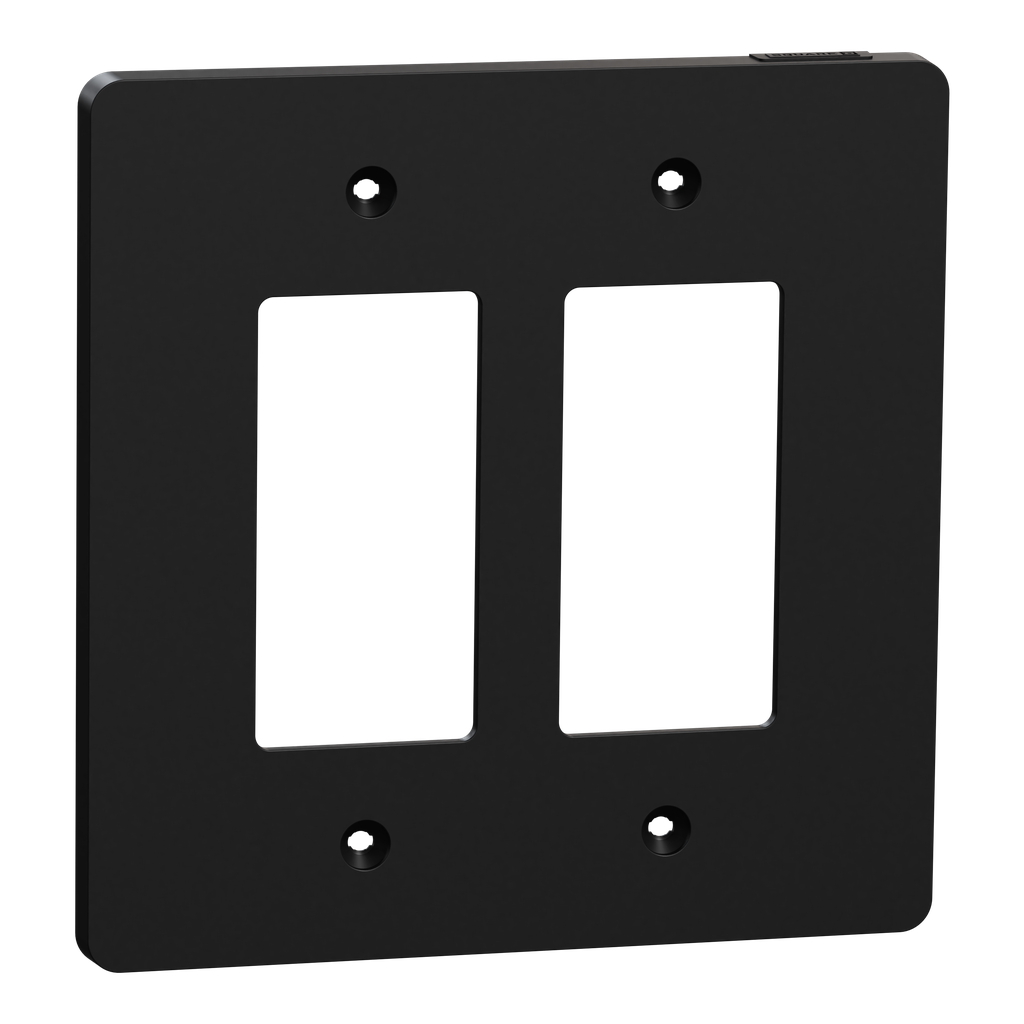SQWS141002BK – Cover frame, X Series, 2 gangs, screw fixed, mid sized plus, black, matte finish
