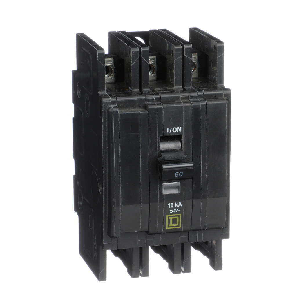 QOU3605283 – Mini circuit breaker, QOU, 60A, 3 pole, 240 VAC, 10kA, ring terminal