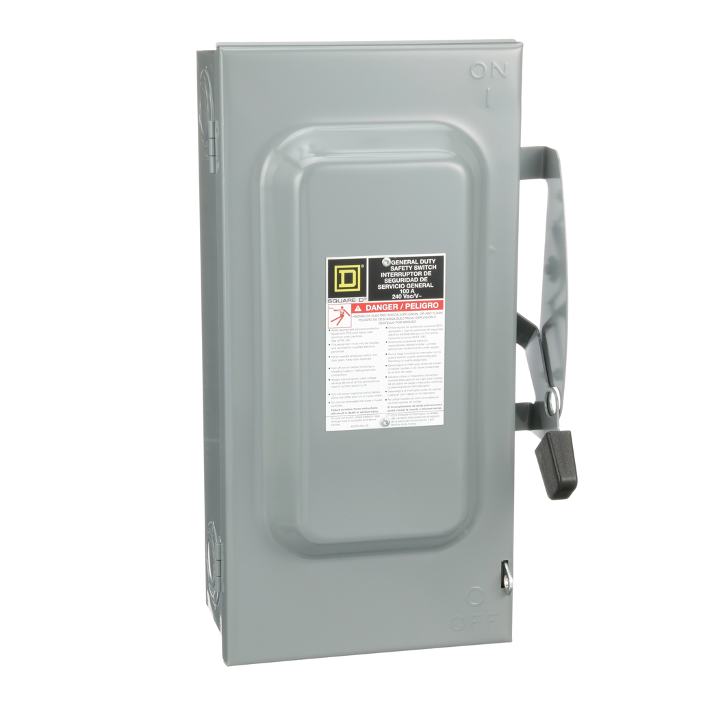 DU323 – Safety switch, general duty, non fusible, 100A, 3 pole, 30hp, 240VAC, NEMA 1