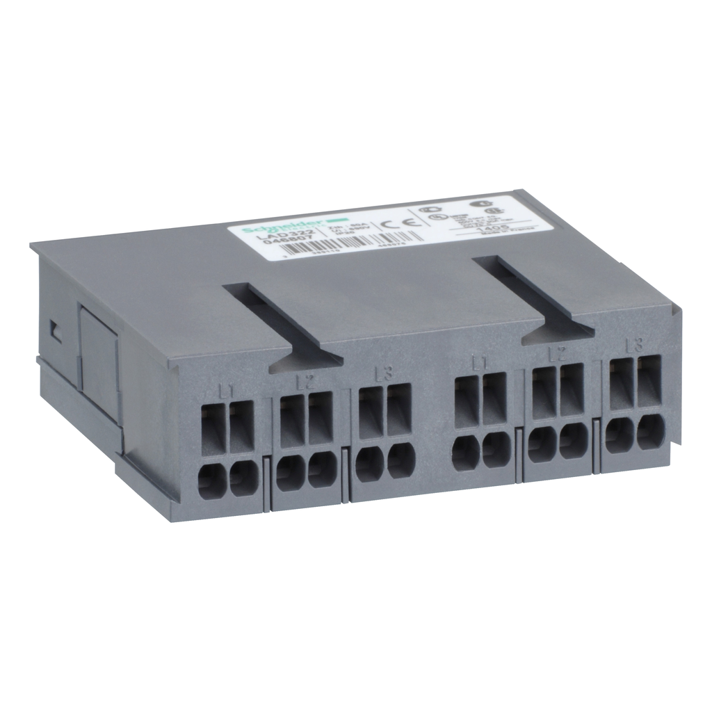 LAD322 – Power splitter box,TeSys Deca Fram 2,63A,for 2 starters composed by GV2ME**3/LS1D323 and LC1D**3 (spring terminal)