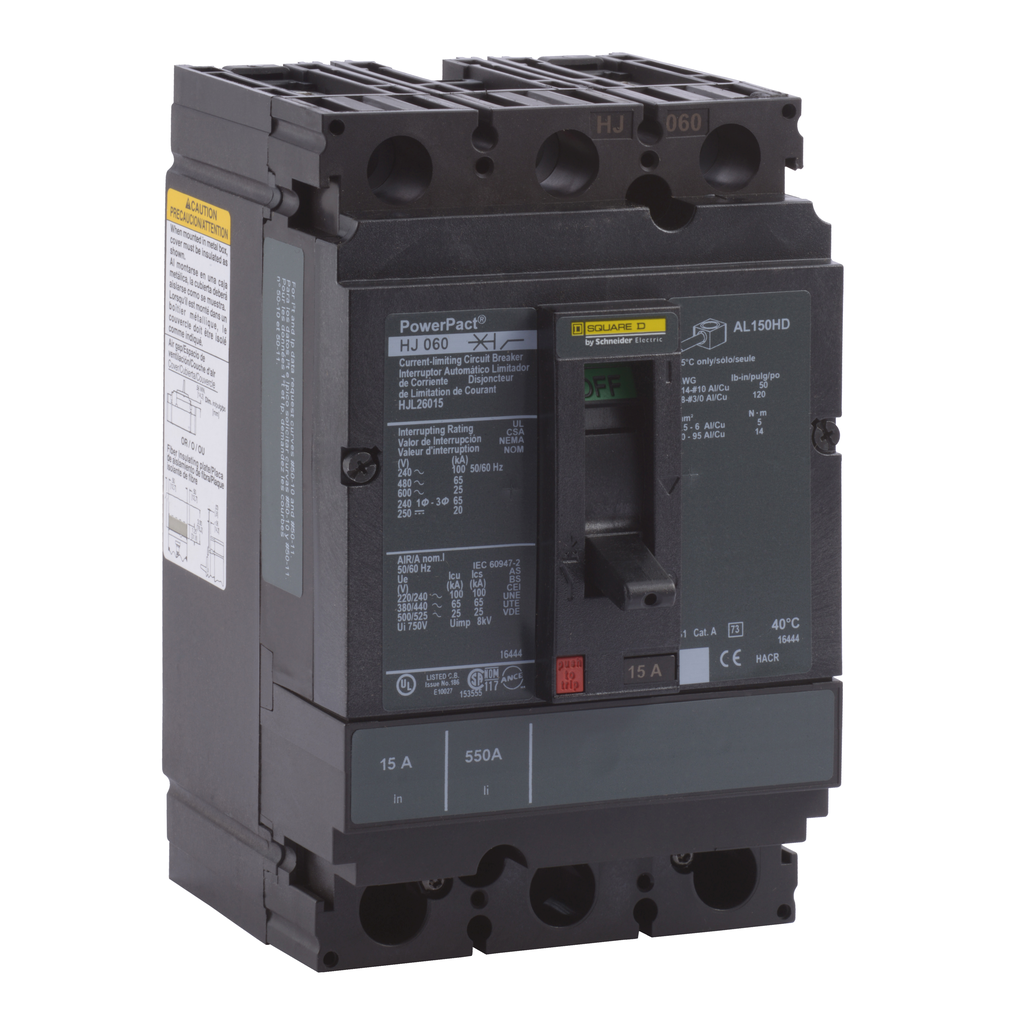 HJL26030 – Circuit breaker, PowerPacT H, 30A, 2 pole, 600VAC, 25kA, lugs, thermal magnetic, 80%