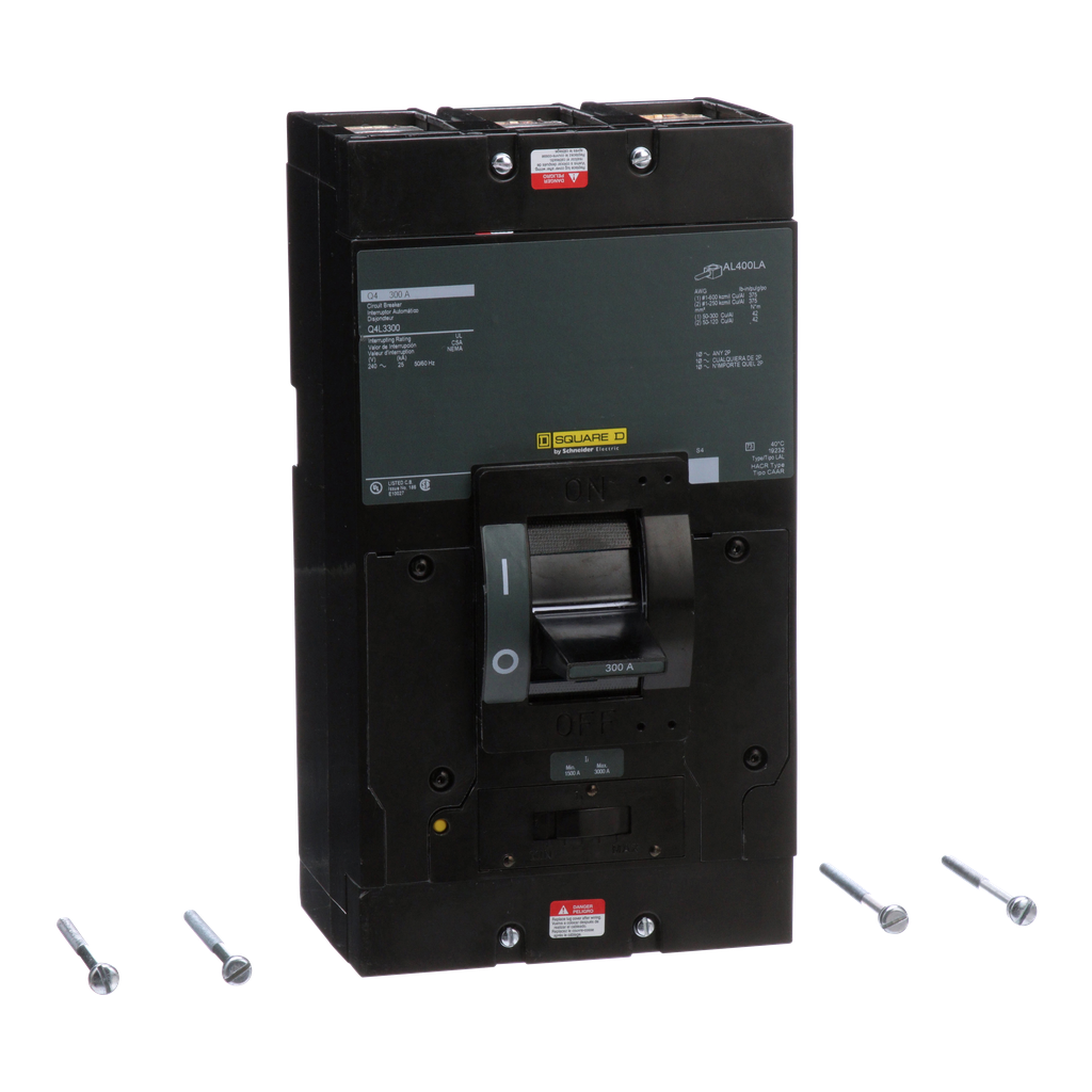 Q4L3300 – Circuit breaker, Q4, 300A, 3 pole, 240VAC, 25kA, lugs, thermal magnetic
