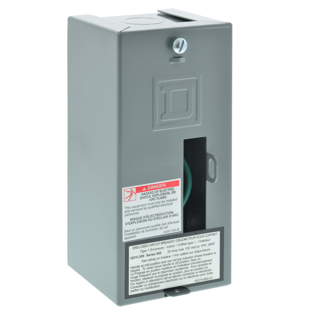 QO1L30S – Load center, QO, 1 phase, 1 spaces, 1 circuit, 30A convertible main lugs, NEMA1, surface cover