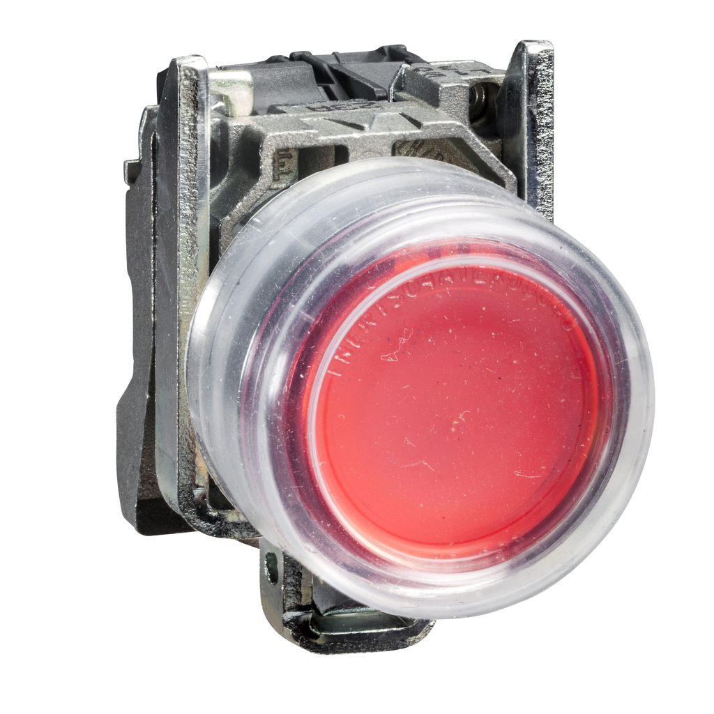 XB4BP42 – Push button, Harmony XB4, metal, projecting, red, 22mm, spring return, booted, unmarked, 1NC