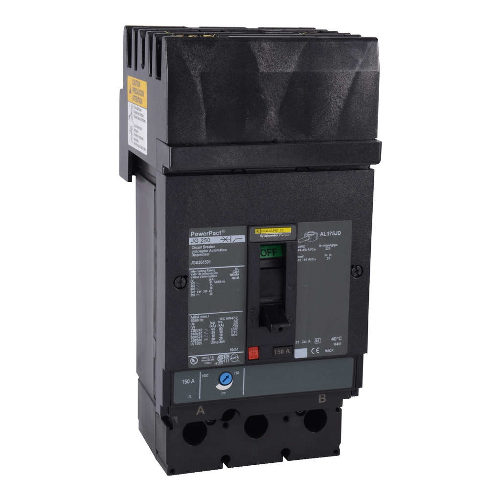 Product image for Square D JGA262251 2-Pole 225 Amp 600 Volt Thermal Magnetic Molded Case Circuit Breaker