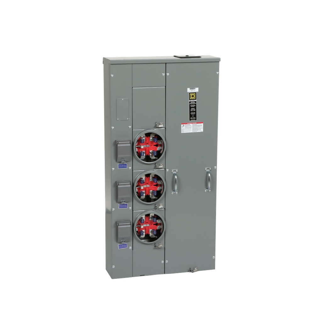 MPH33125 – Meter center, MP Meter-Pak, 3 sockets, horn bypass, 5 jaws, 300A bus, 125A max breaker rating, ringless