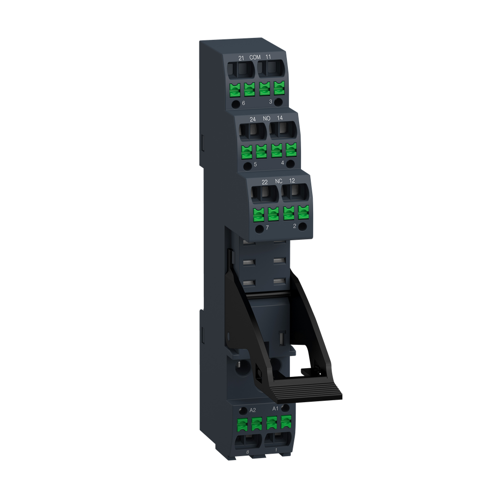 RGZE08P – push in socket with clamp, Harmony Electromechanical Relays, for RXG2 relays, 5A, push-in terminals, separate contact