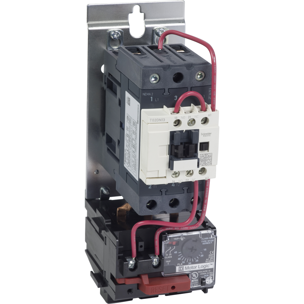 T36DN13G7 – Motor Starter, TeSys NEMA, nonreversing, Size 2, 45A, 3 pole, HP rated, Motor Logic SSOLR, 120 VAC 60 Hz coil, open