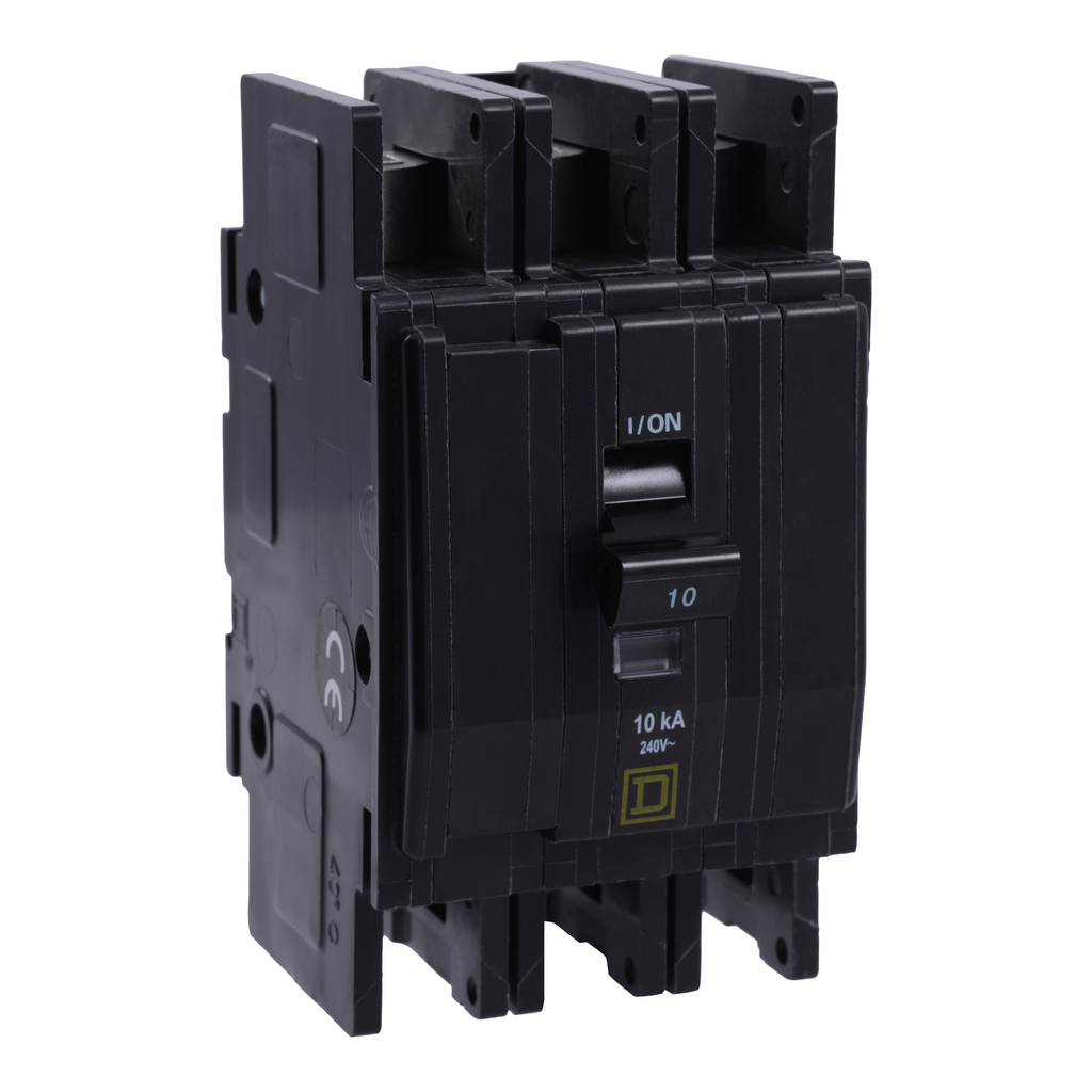 QOUR350 – Mini circuit breaker, QOU, 50A, 3 pole, 240 VAC, 10kA, field reversible lugs