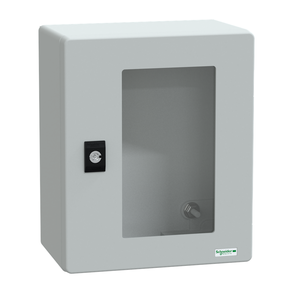 NSYPLM3025TG – Wall mounted polyester enclosure, Thalassa PLM, glazed door, 308x255x160mm, IP66, IK08, RAL 7035