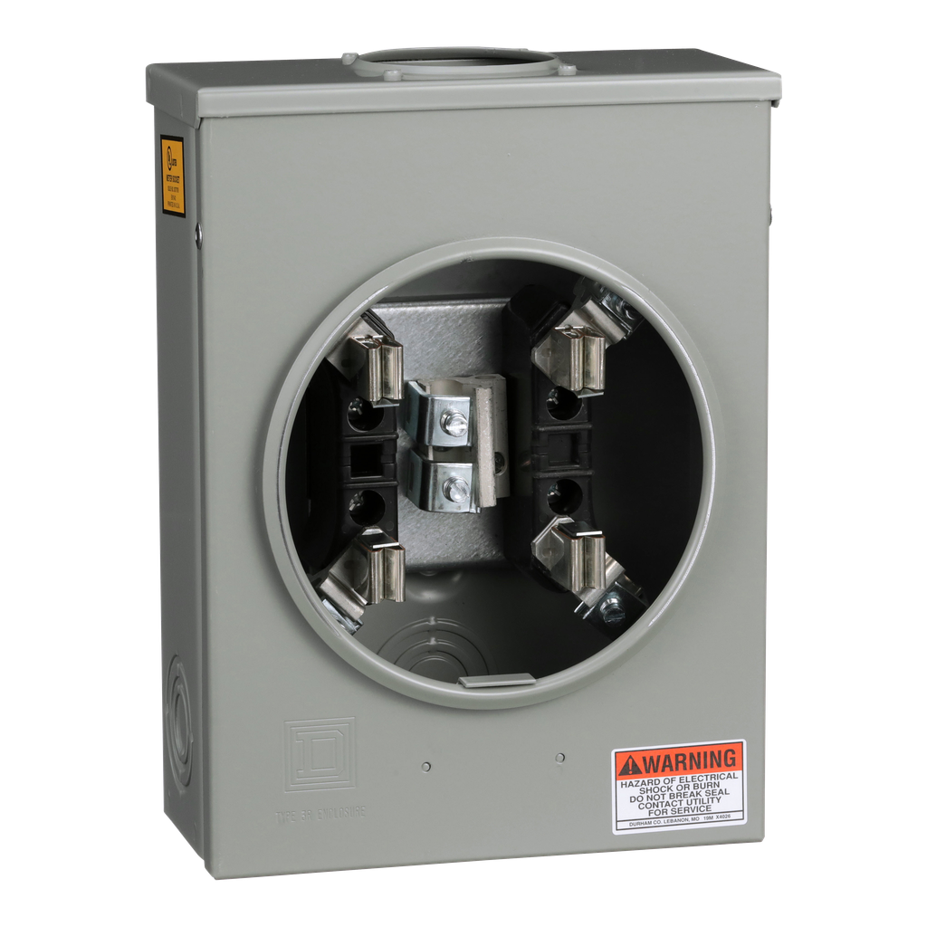 URTRS101B – Meter socket, ringed, 1 phase, 3 wire, 4 jaw, Series A, 125A, no bypass, no jaw release, OH/UG