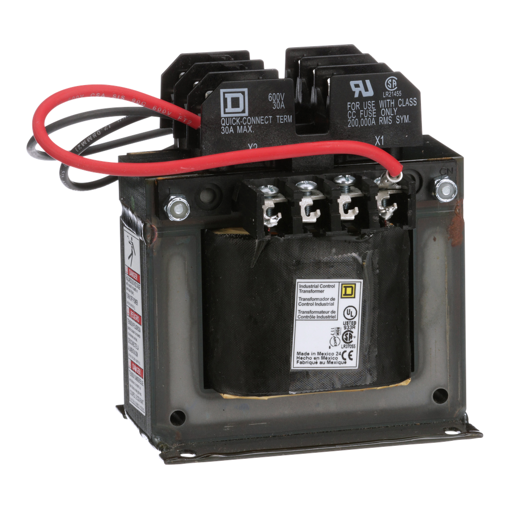 9070TF250D20 – Industrial control transformer, Type TF, 1 phase, 250VA, 208/230/460V primary, 115V secondary, 50/60Hz
