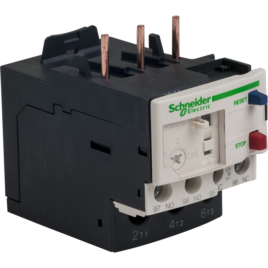 LR3D07L – Thermal overload relay, TeSys Deca, 690VAC, 1.6 to 2.5A, 1NO 1NC, class 20, for unbalanced loads