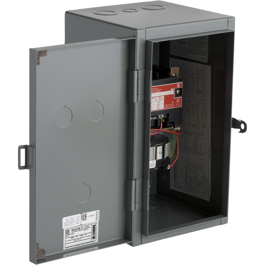 8903SPG11V02 – Contactor, Type S, multipole lighting, mechanically held, 60A, 3 pole, 110/120VAC 50/60Hz coil, NEMA 1