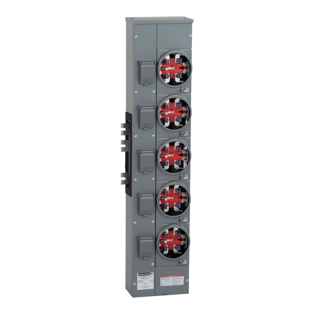 EZMH115125 – Branch unit, EZ Meter-Pak, 125A, 5 x 5 jaw sockets, 120/240VAC, horn bypass, ringless, 800A Al busbar