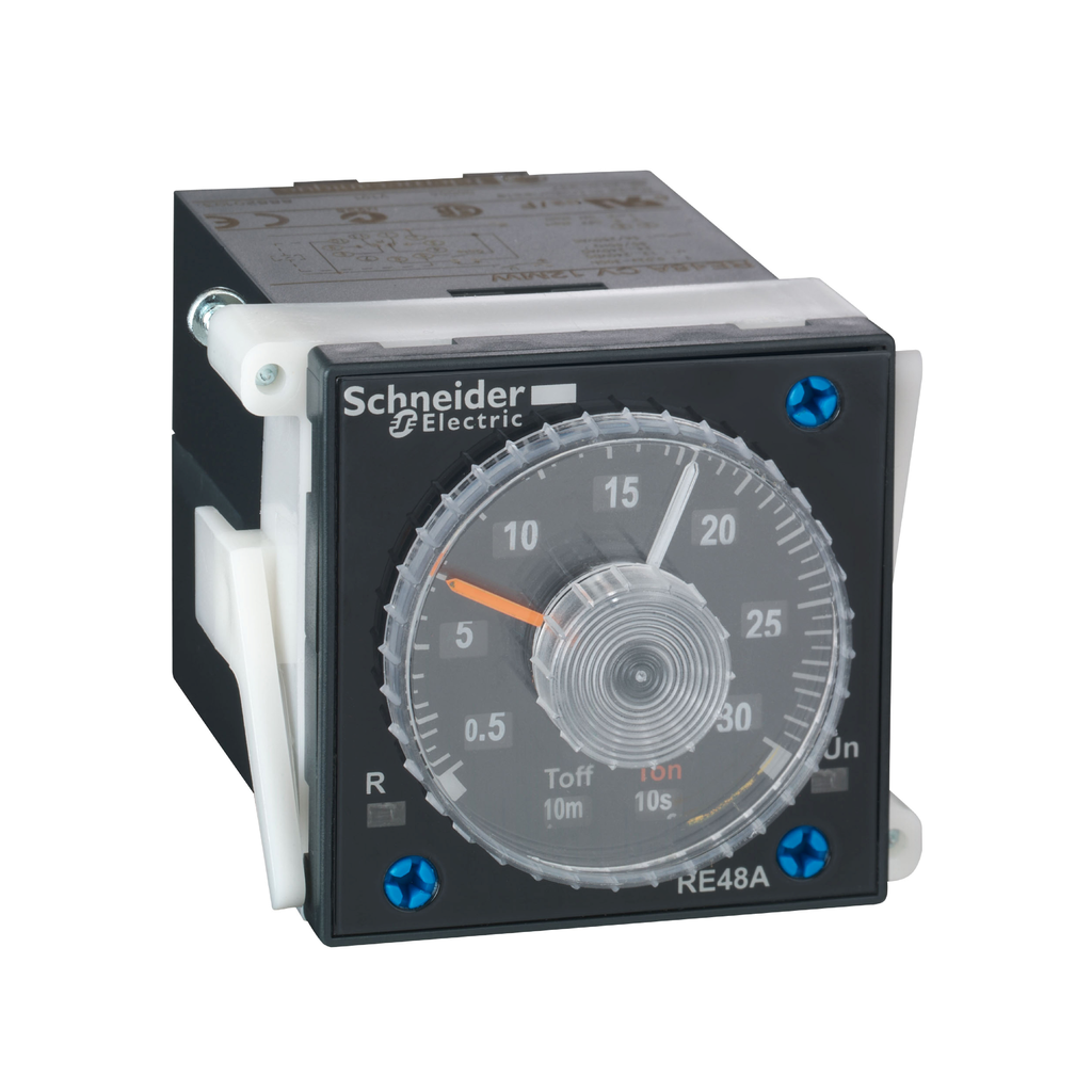 RE48ACV12MW – dual function relay, Harmony Timer Relays, 5A, 2CO, 0.02s…300h, asymmetrical flashing, 24…240V AC DC