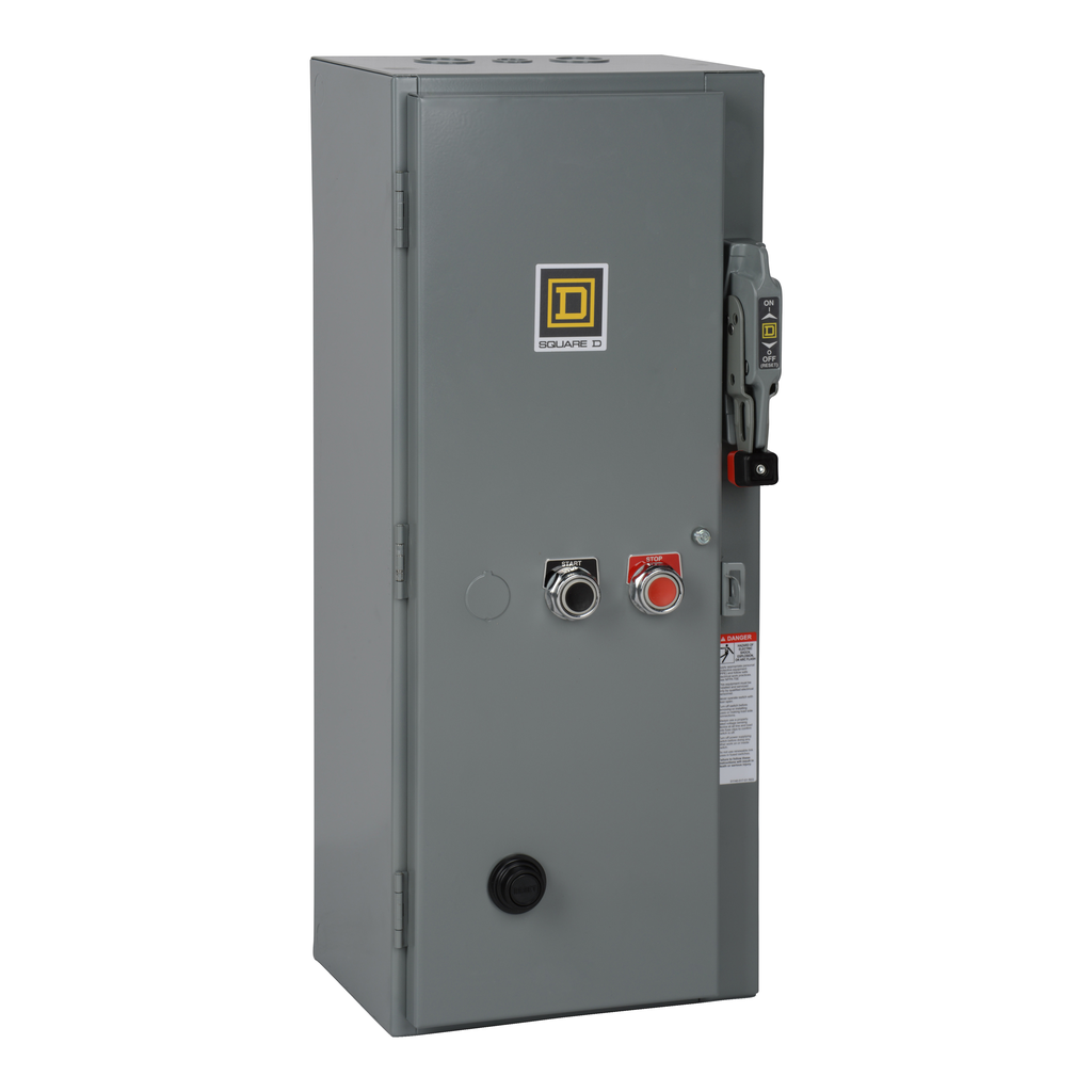 8538SDG14V02S – NEMA combination starter, Type S, 60A fusible disconnect, Size 2, 45A, 25HP at 600VAC, 3 phase, 3 pole, melting alloy, 120VAC coil, NEMA 1