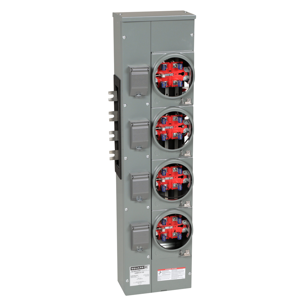 EZMR314125 – Branch unit, EZ Meter-Pak, 125A, 4 x 5 jaw sockets, 208Y/120VAC, no bypass, ringless, 800A Al busbar