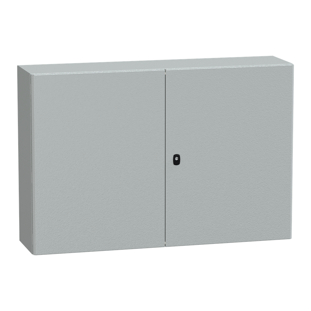 NSYS3D81230DP – Wall mounted steel enclosure, PanelSeT S3D, double plain door, with mounting plate, 800x1200x300mm, IP55, IK10