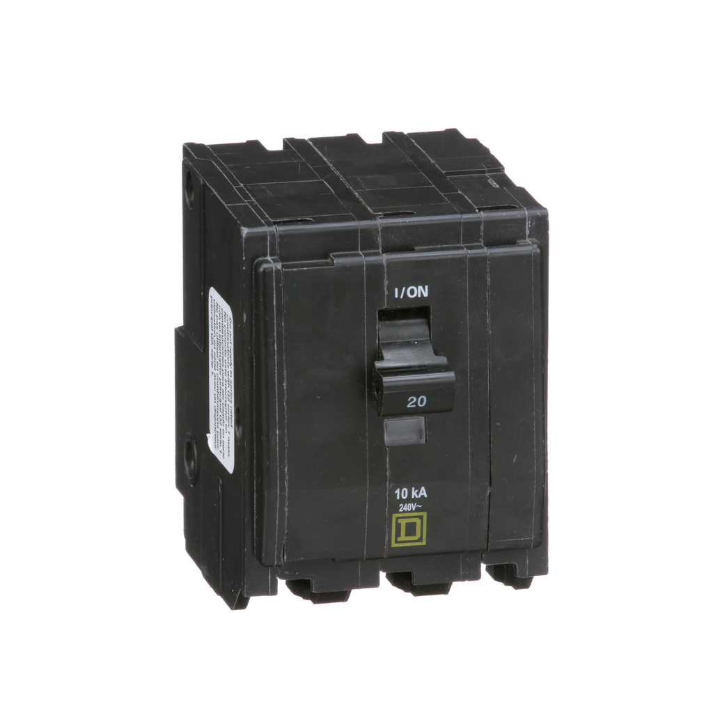 QO320 – Mini circuit breaker, QO, 20A, 3 pole, 120/240VAC, 10kA, plug in