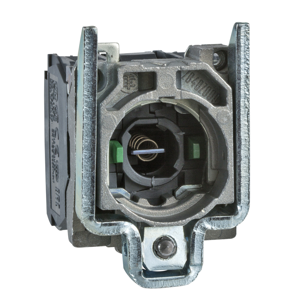 ZB4BW063 – Complete body/contact assembly and light block, Harmony XB4, metal, for BA9s bulb, 250V, 2NO