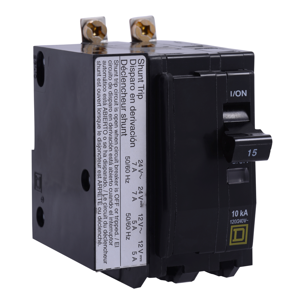 QOB220VH1042 – Mini circuit breaker, QO, 20A, 2 pole, 120/240VAC, 22kA, bolt on, AC/DC shunt