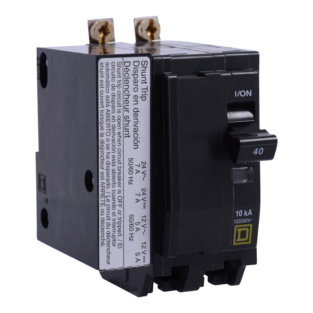 QOB2701042 – Mini circuit breaker, QO, 70A, 2 pole, 120/240VAC, 10kA, bolt on, AC/DC shunt