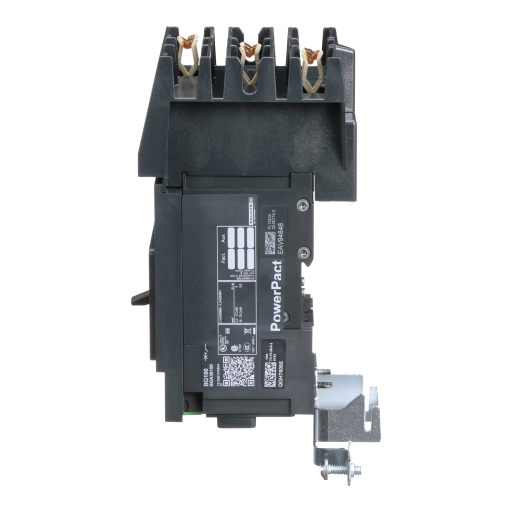 Mayer-DDS-Circuit breaker, PowerPacT B, 100A, 3 pole, 600Y/347VAC, 18kA, I-Line, thermal magnetic, 80%, ABC-2