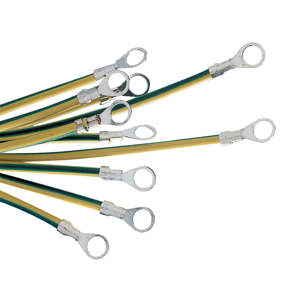 NSYEL226D6 – Earth leads section 6mmÂ², length 220mm, eyelet hole 6,4mm. Packaging unit: 10.