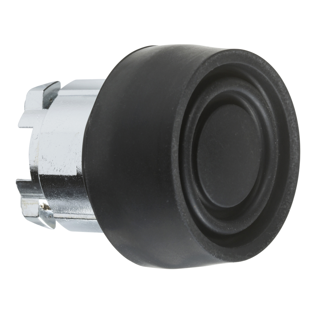 ZB4BP2S – Head for non illuminated push button, Harmony XB4, metal, flush, black, 22mm, spring return, coloured boot, unmarked