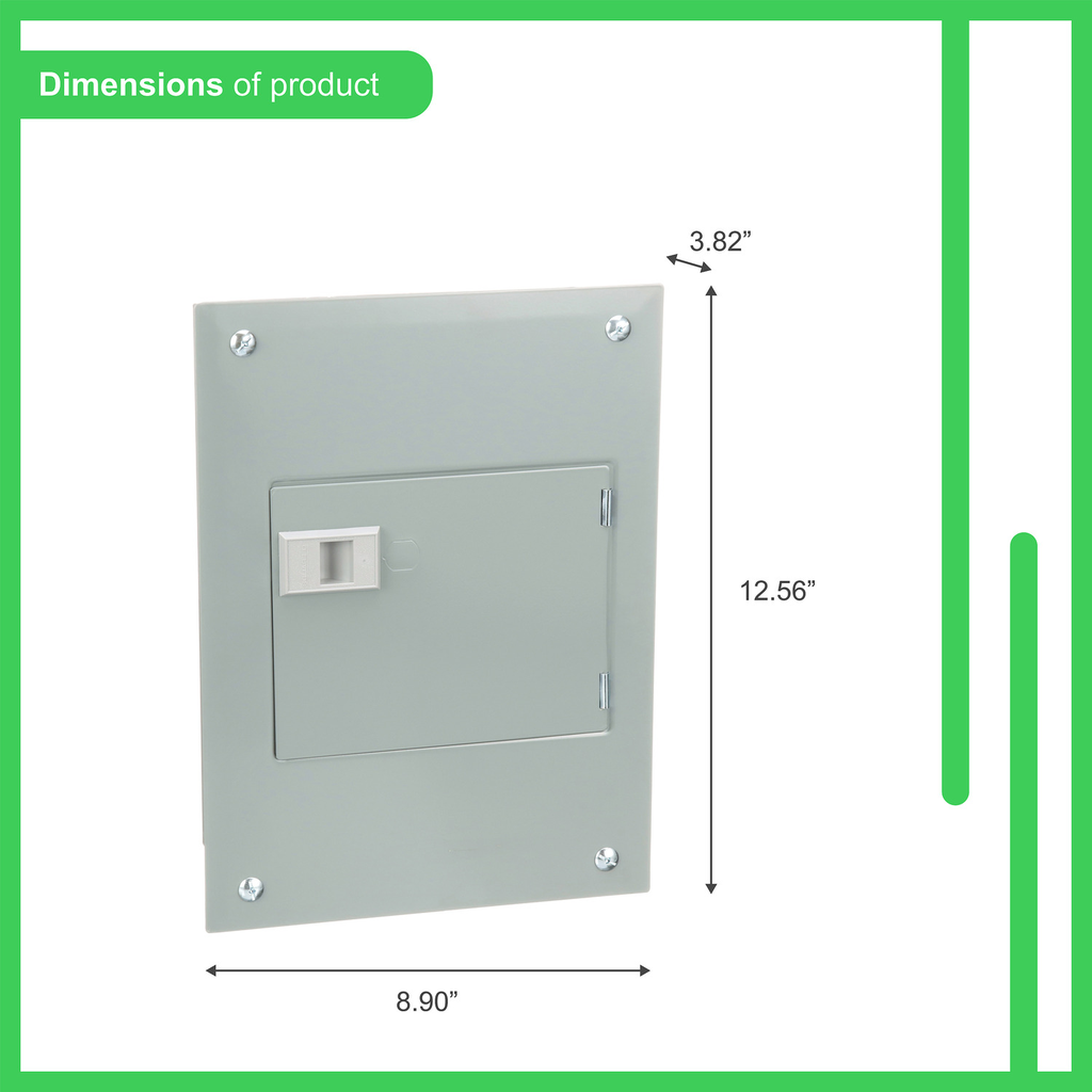 Mayer-DDS-Load center, QO, 1 phase, 8 spaces, 16 circuits, 100A fixed main lugs, NEMA1, door flush cover-2
