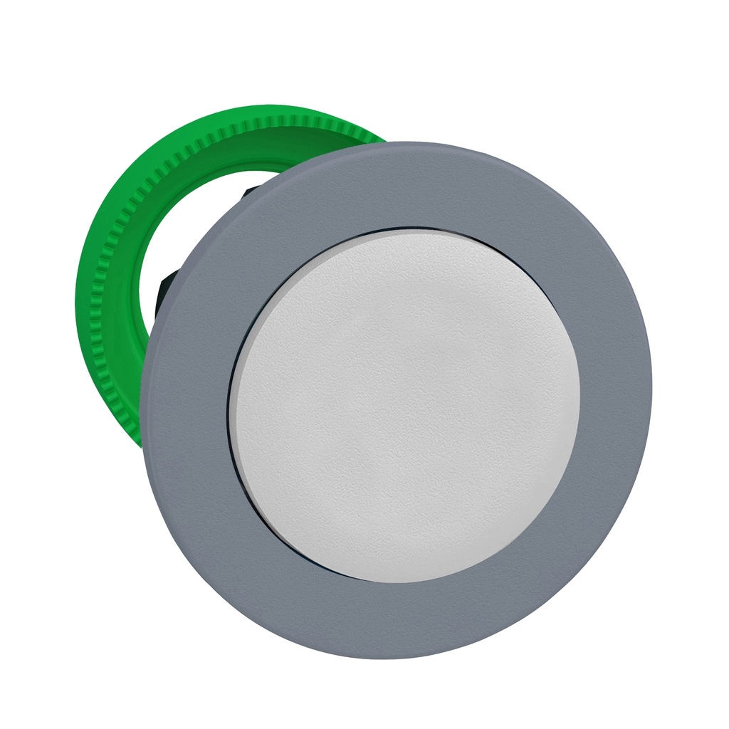 Mayer-DDS-Harmony XB5, Flush mounted push button head, plastic, projecting, white, 30mm, push-push, grey bezel-1