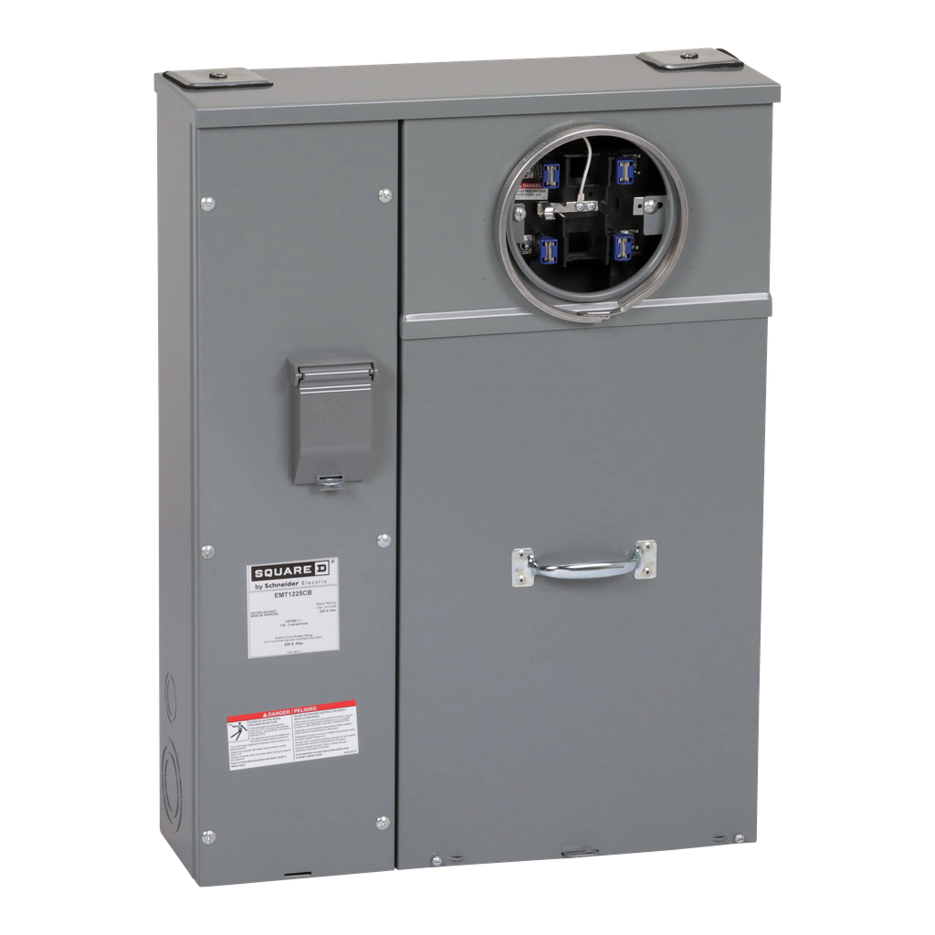 EMT1225CB – Meter socket, ringed, 1 phase, 3 wire, 225A, 5 jaws, 120/240VAC, Series A, test block bypass, EUSERC
