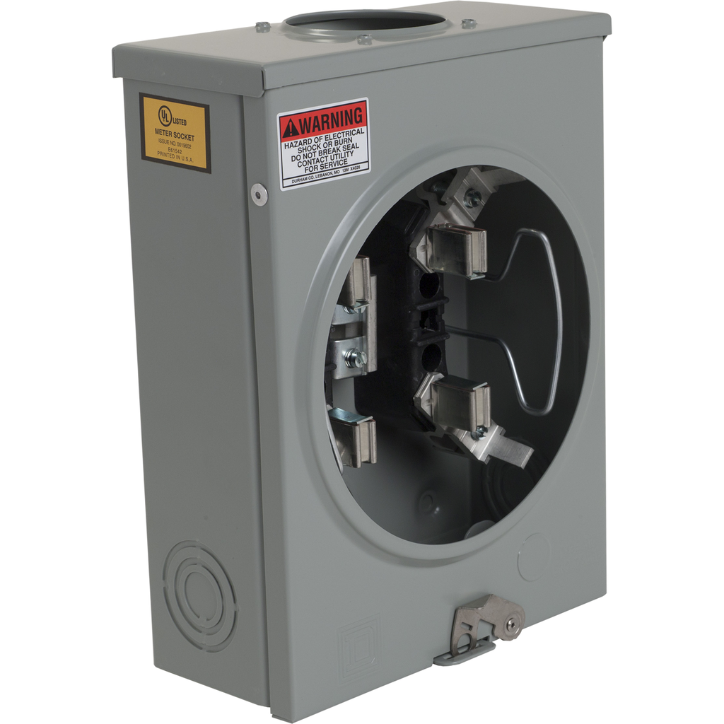 UFHTRS101B – Meter socket, ringless, 1 phase, 3 wire, 4 jaws, Series A, horn bypass, no jaw release