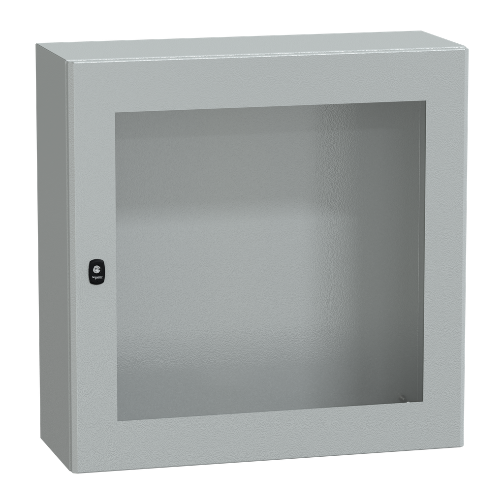NSYS3D8830T – Wall mounted steel enclosure, PanelSeT S3D, transparent door, without mounting plate, 800x800x300mm, IP66, IK08