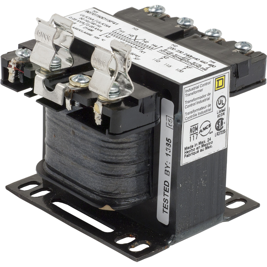 9070T50D1SF41 – Transformer, Type T, industrial control, 50VA, 1 phase, 240x480V primary, 120V secondary, 55C rise