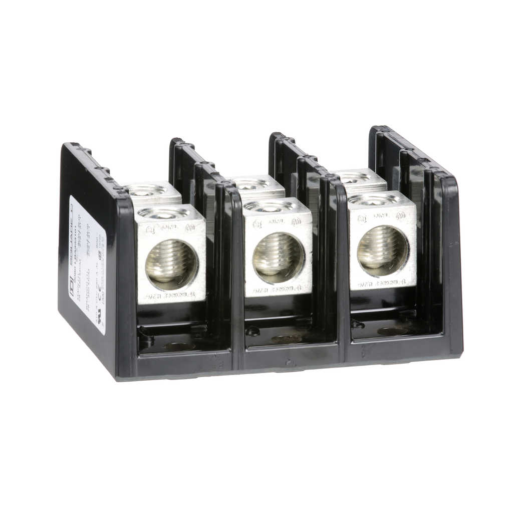 9080LBA363101 – Power distribution block, Linergy, 3 pole, 1 line, 1 load, 310A Cu, 250A Al, 600V