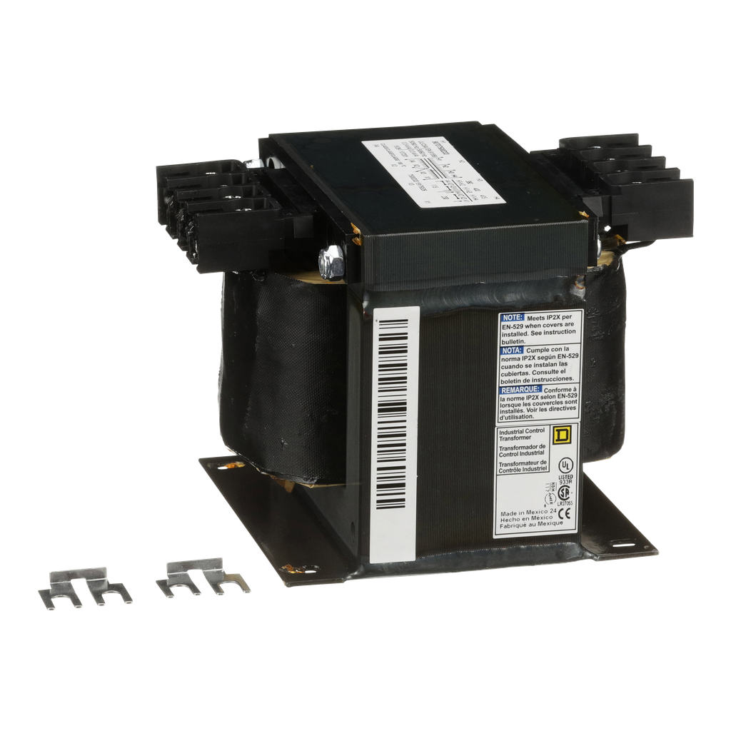 9070T500D33 – Transformer, Type T, industrial control, 500VA, 1 phase, 380/400/415V primary, 115/230V secondary, 115C rise