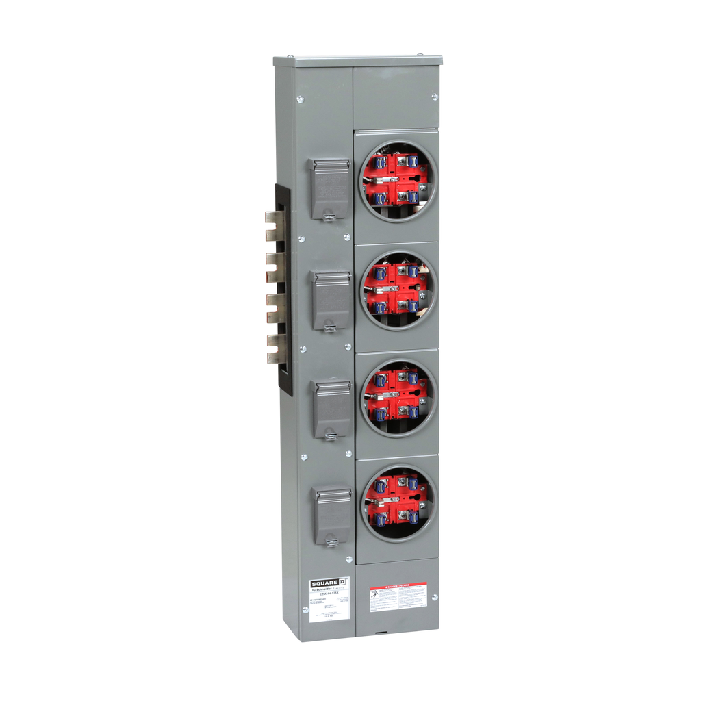 EZM314125X – Branch unit, EZ Meter-Pak, 125A, 4 x 5 jaw sockets, 208Y/120VAC, no bypass, ringed, 1200A Al/Cu busbar
