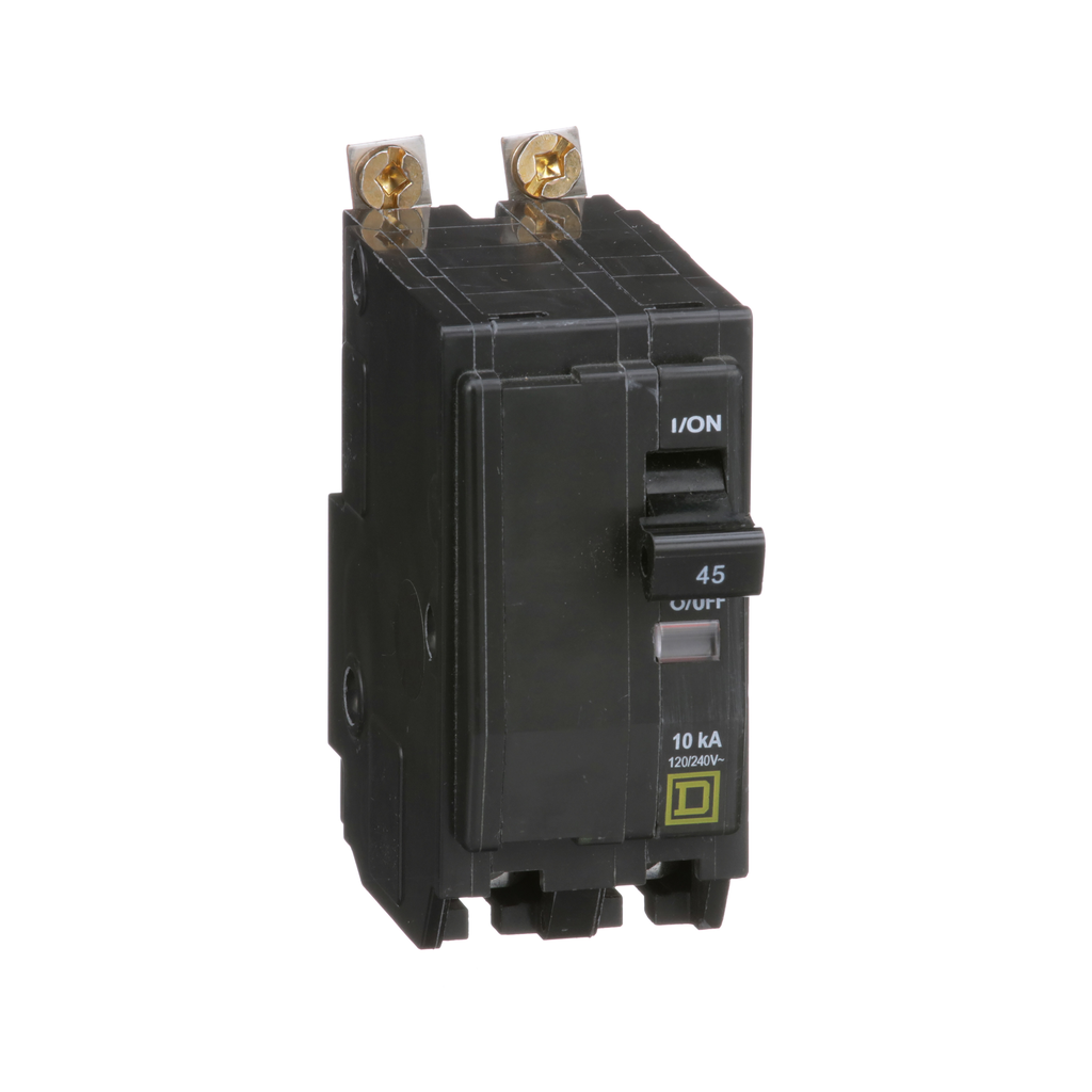 QOB245 – Mini circuit breaker, QO, 45A, 2 pole, 120/240VAC, 10kA, bolt on