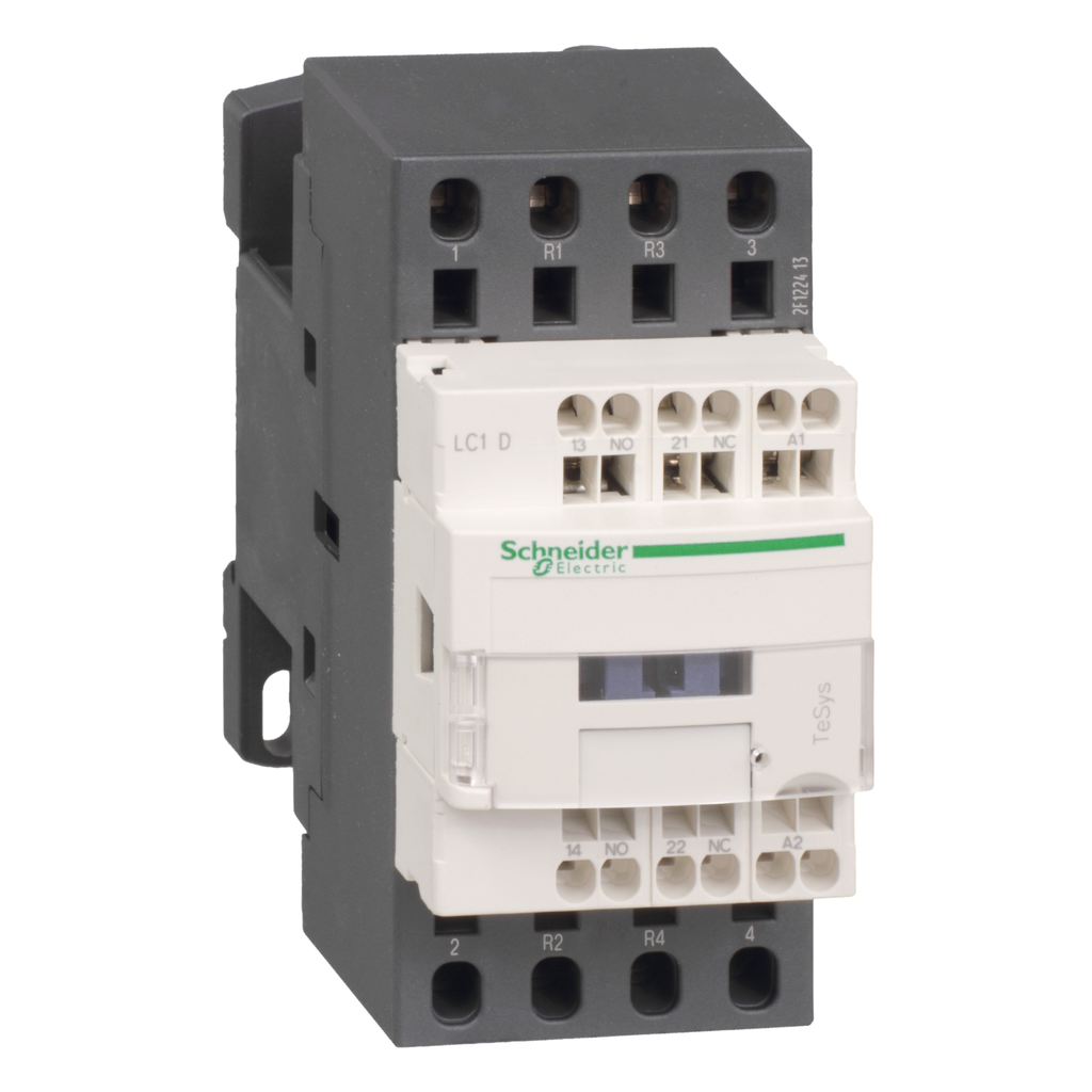 LC1D2583E7 – IEC contactor, TeSys D, nonreversing, 40A resistive, 4 pole, 2 NO and 2 NC, 48VAC 50/60Hz coil, open style