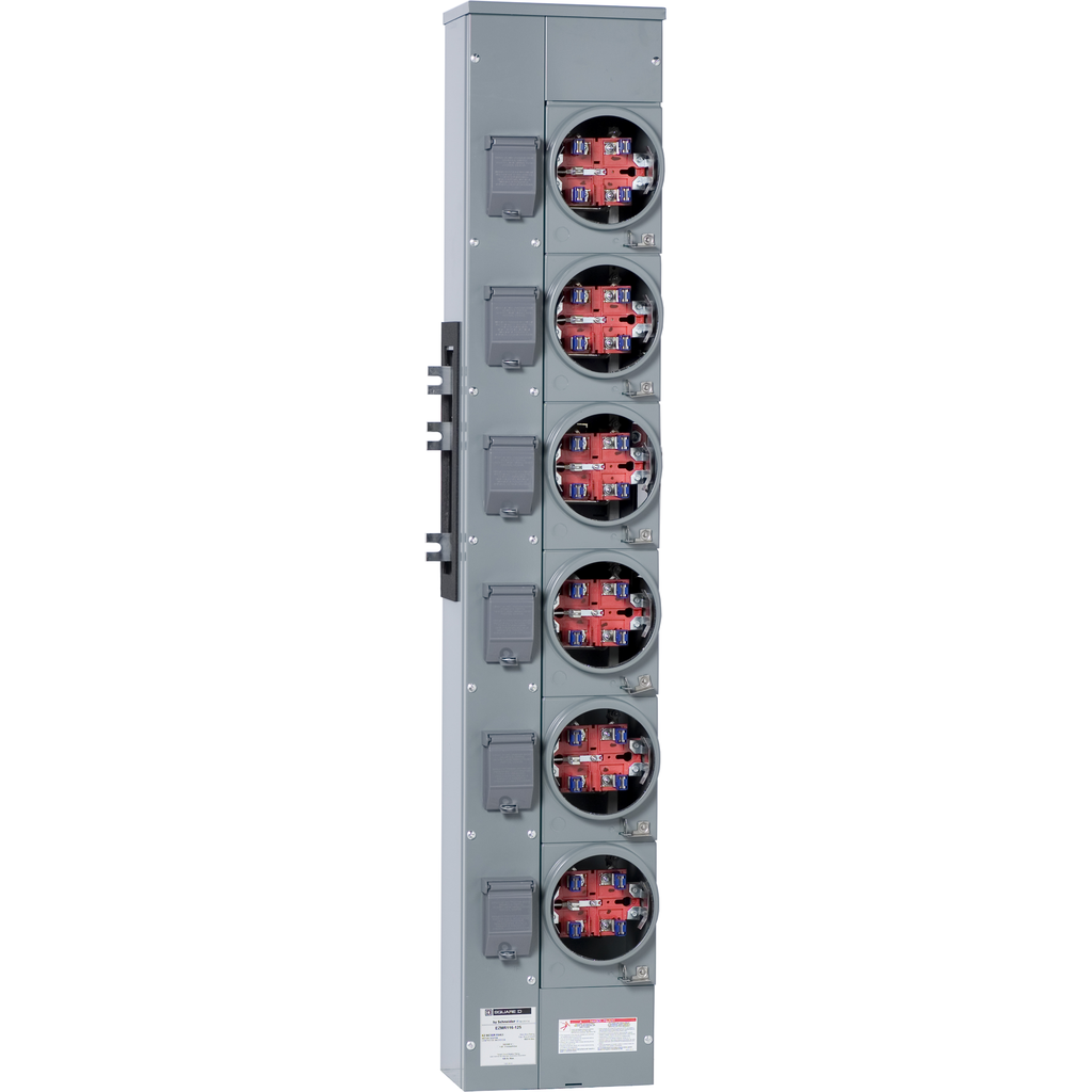 EZMR116125X – Branch unit, EZ Meter-Pak, 125A, 6 x 5 sockets, 120/240VAC, no bypass, ringless, 1200A Al/Cu busbar