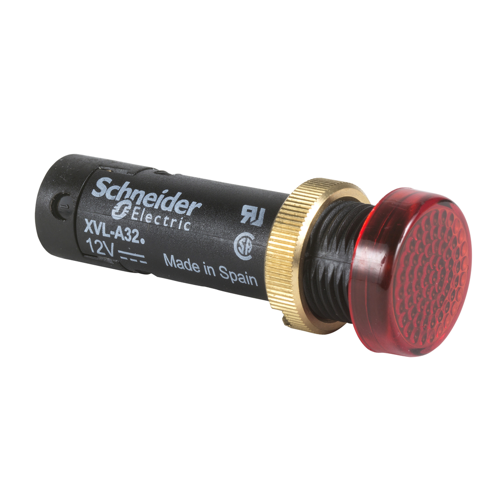 XVLA324 – Pilot light, Harmony XVL, plastic, red, 12mm, covered LED, 12V DC