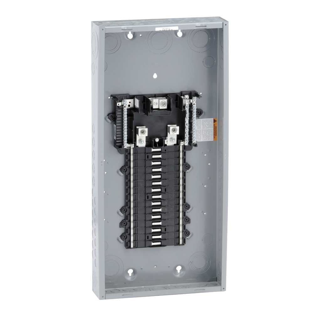 QO130L200PG – Load center, QO, 1 phase, 30 spaces, 40 circuits, 200A convertible main lugs, PoN, NEMA1, gnd bar