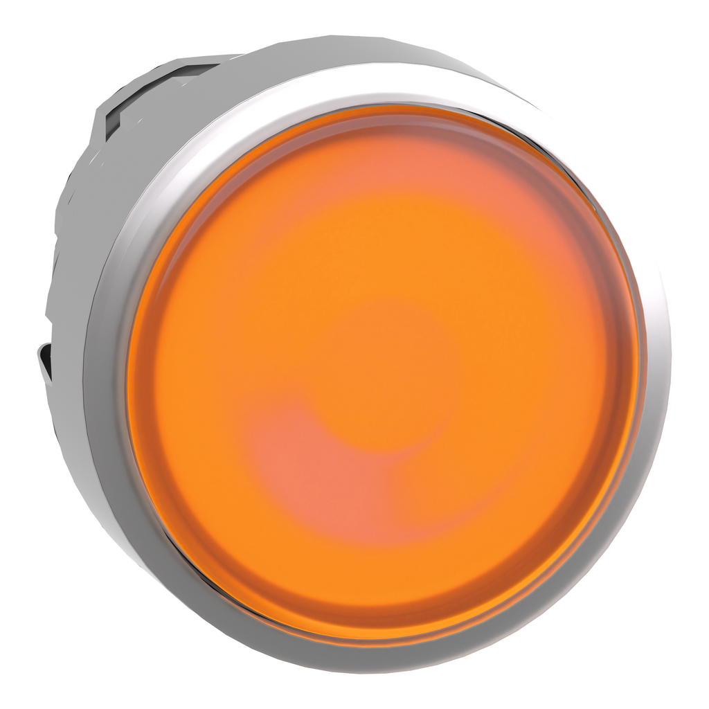 ZB4BA58 – Head for illuminated push button, Harmony XB4, metal, orange flush, 22mm, universal LED, for insertion legend