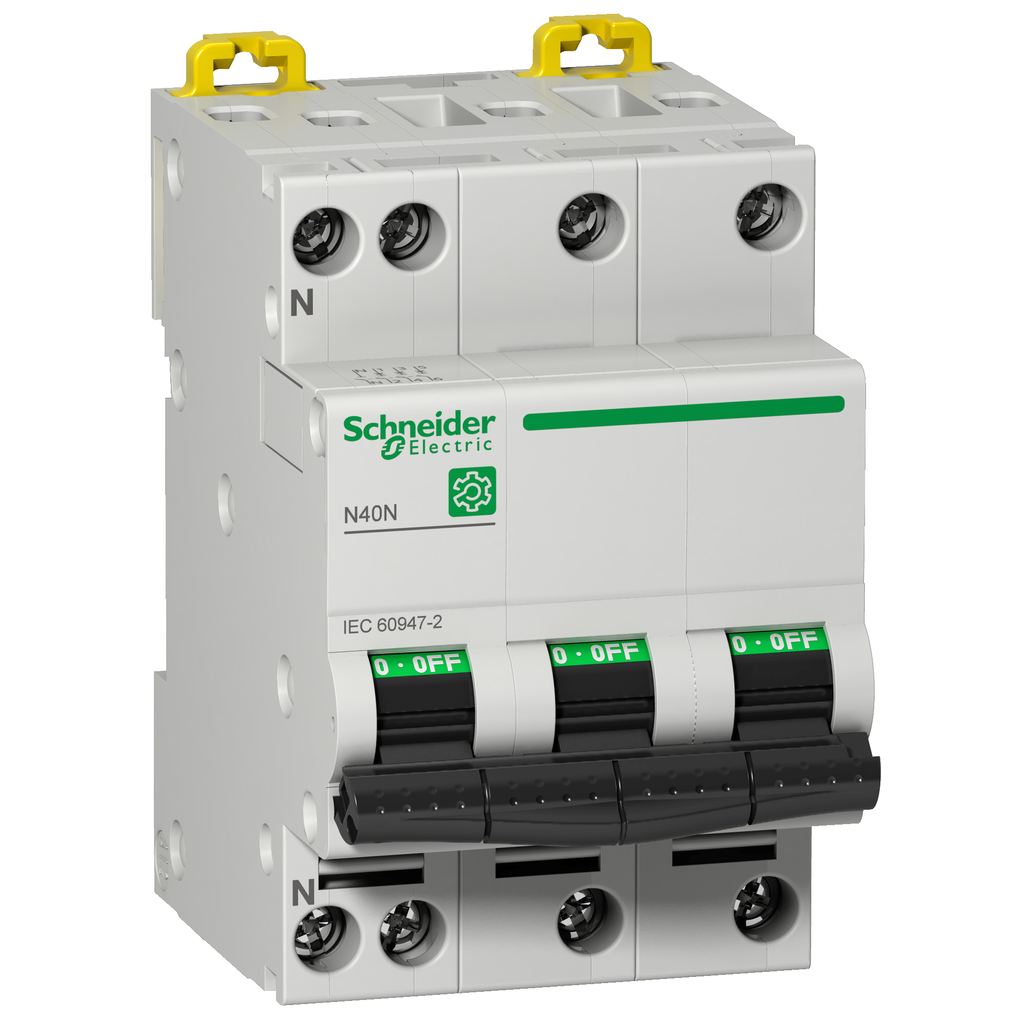 M9P22725 – Miniature circuit breaker (MCB), Multi9 N40N, 3P N, 25A, C curve, 10kA (IEC/EN 60947-2)