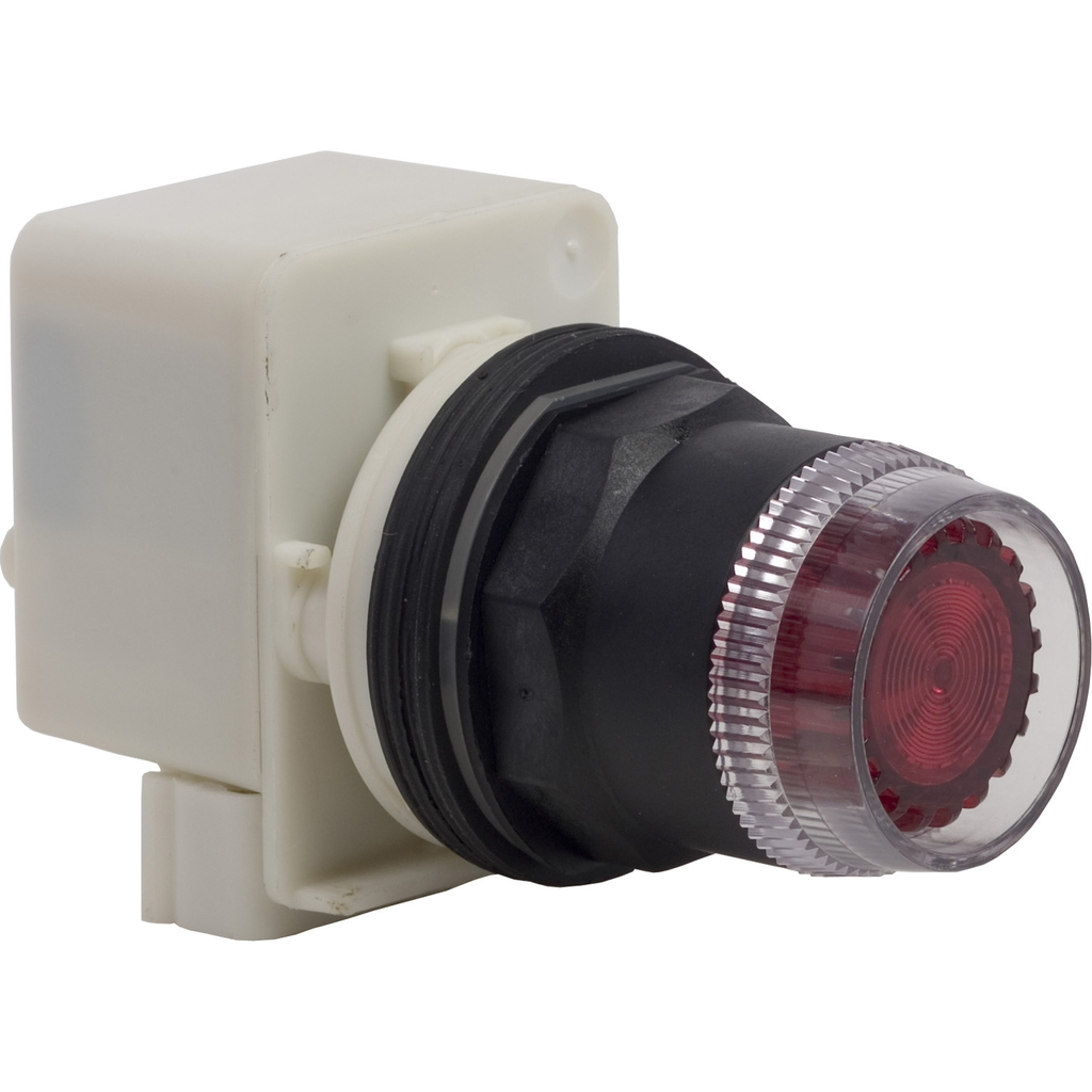 Mayer-DDS-Illuminated push-button head, Harmony 9001SK, plastic, plastic guard flush, red, 30mm, spring return, 110-120V-1
