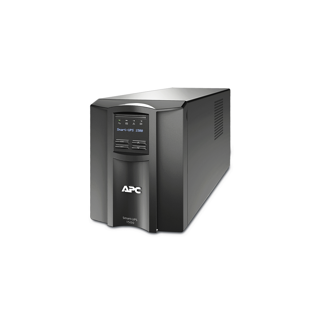 SMT1500C – APC Smart-UPS, Line Interactive, 1500VA, Tower, 120V, 8x NEMA 5-15R outlets, SmartConnect Port SmartSlot, AVR, LCD