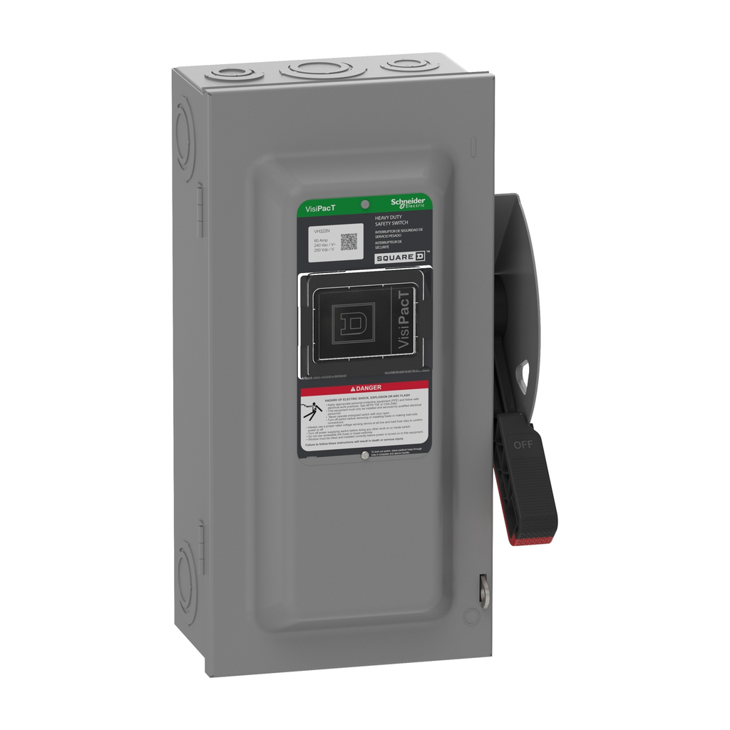 Mayer-DDS-Safety switch, VisiPacT, heavy duty, fused, viewing window, NEMA 1, 240V, 60A, 3 pole, neutral installed-1