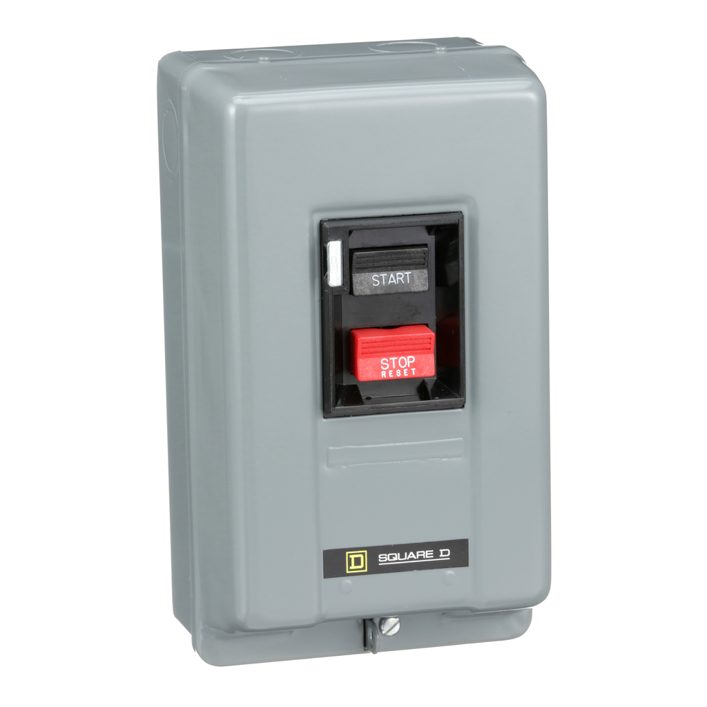2510MCG1 – Manual starter, integral horsepower,  NEMA M1, 600VAC, 2 pole, 3HP at 230VAC, 1 phase, no indicator, NEMA 1